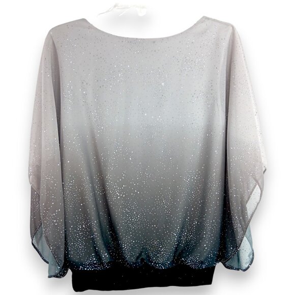 Sara Michelle Tops - SARA MICHELLE-Women's Glitter Blouse- Black-Gray-SMALL-Light weight